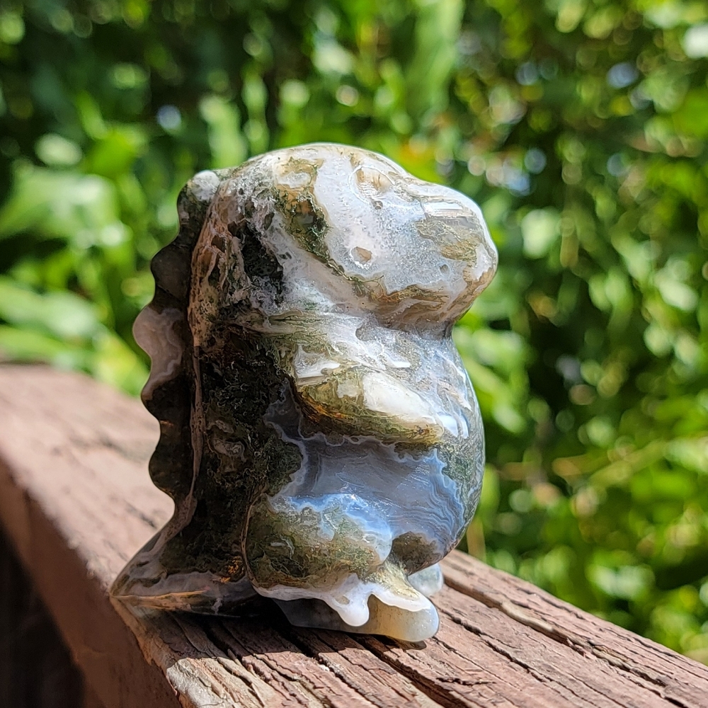 (G) 2.5" x 3" CHUBBY MOSS AGATE DINO